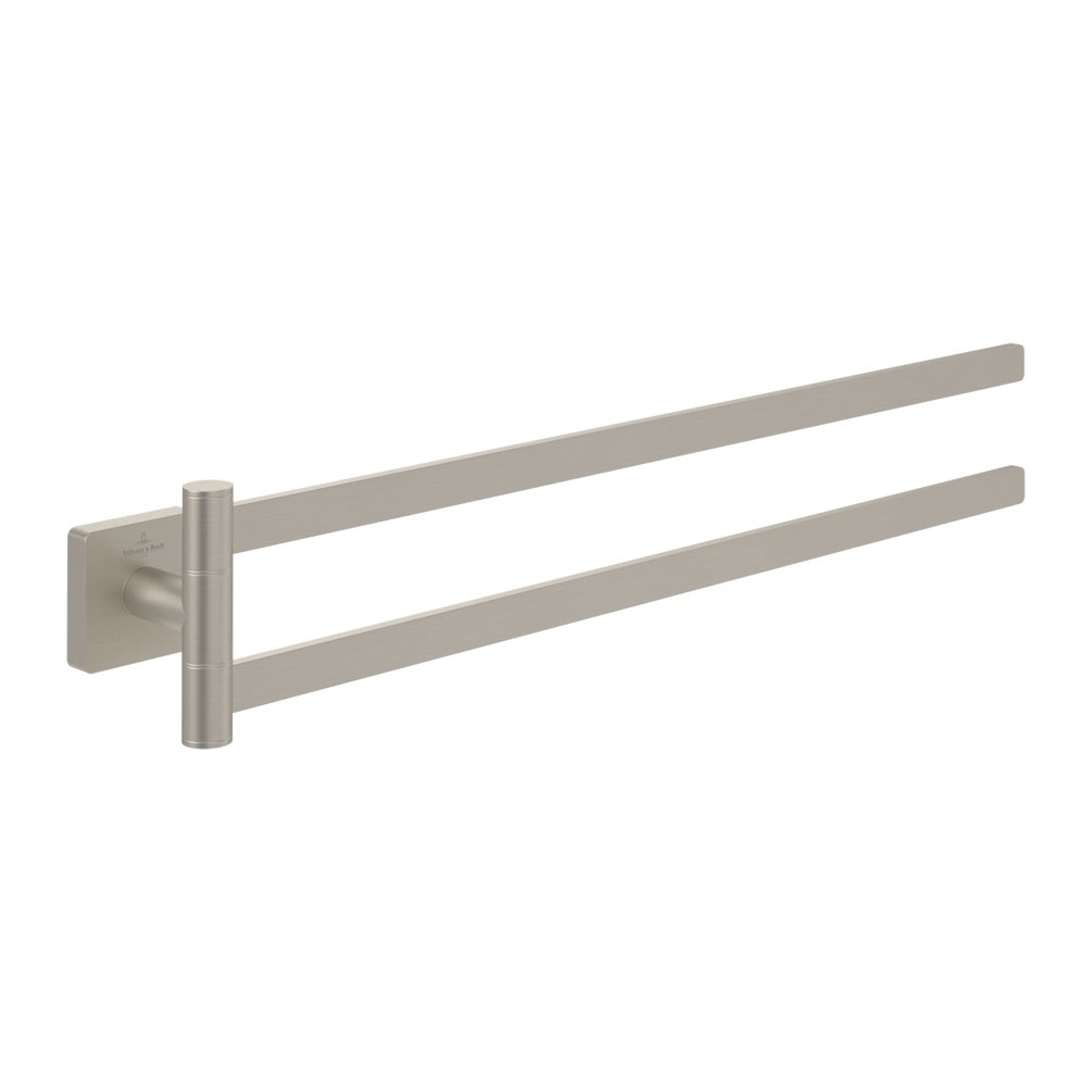 Cutout image of Villeroy & Boch Elements Striking Brushed Nickel 432mm Hinged Double Towel Rail